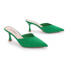 Medium-heeled slippers with...
