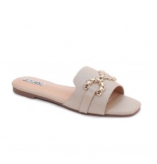 Women's flats with gold brooch