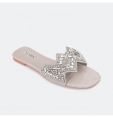 Flat slipper with strass