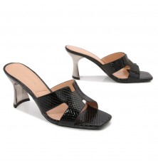 Leather heel slip-on slide...