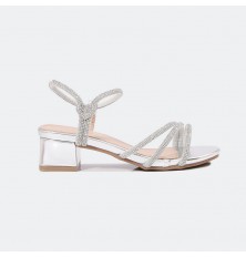 sandal with strips of crystal