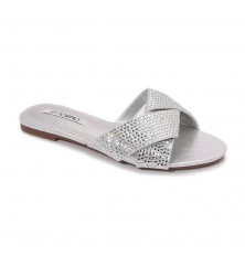 Shiny flat women's slide...