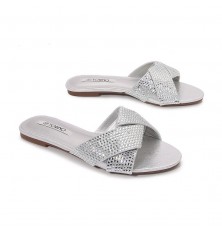 Shiny flat women's slide...