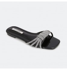 Shiny leather slippers with...