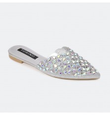 rhinestone-embellished flat...