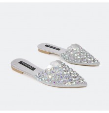 rhinestone-embellished flat...