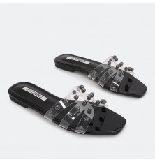 Clear Torino slide slippers...