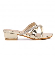 Shiny slip-on girls' sandals