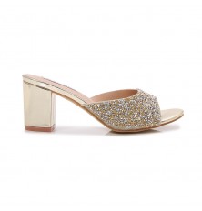 Strass-studded mid heeled...