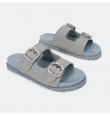 ZX2766 نعال جلد كاجوال بحزامين