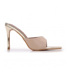 Pointed-toe high-heel slippers