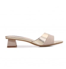 Square toe low-heeled slippers