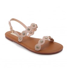 Leather flat sandals with a...