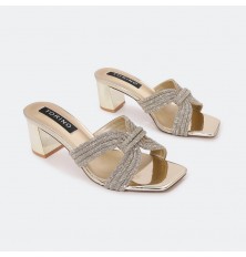 QXQ1668 نعال كعب عريض مزين...