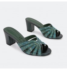 ZXQ1640 نعال كعب عريض مزين...