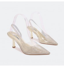 Clear stiletto slingback...