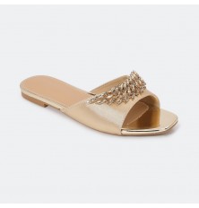 HX224 نعال مسطح فخم مزين ببروش