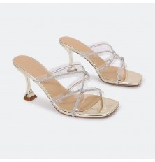 HXQ514 Shiny heel slippers...