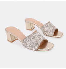 BXQ2142 نعال كعب عريض مرصع...