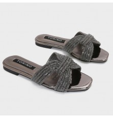 ZX3184  نعال مسطح فخم مزين...