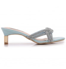 Heel slippers with crystal...