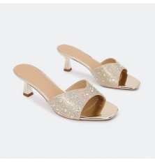 HXQ507 Shiny heel slippers...