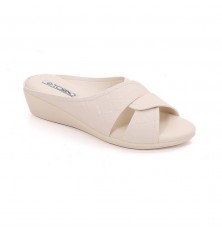 Crossed leather wedge shoes...