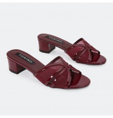 ZXQ1983 نعال كعب عريض لامع...