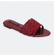 ZX2982 نعال مسطح شيك مزين...