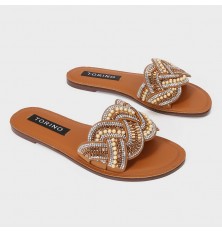ZX2946 نعال مسطح أنيق وبراق