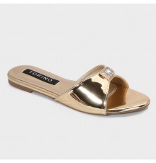 ZX3158 نعال مسطح لامع مزين...