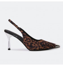 Silver-toed heeled sandal