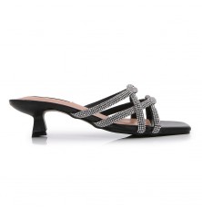 Strass-studded low heel...