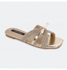 ZX3334 نعال مسطح لامع مزين...