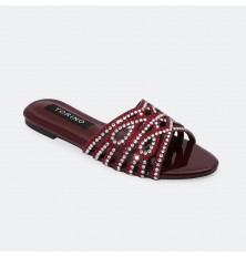ZX2965 نعال فلات لامع مزين...