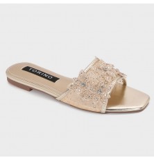 ZX3187 نعال مسطح مزين بورود...