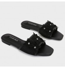 ZX3187 نعال مسطح مزين بورود...