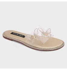 ZX3190  نعال فلات شفاف مزين...