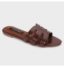 ZX3241 نعال مسطح بنقشة جلد...