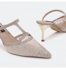 QXQB5 نعال كعب لامع ذو جزء...