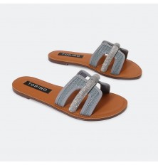ZX2838  نعال مسطح بنقشة...