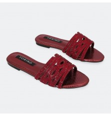 ZX2982 نعال مسطح شيك مزين...