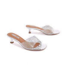Short heel slipper with a...